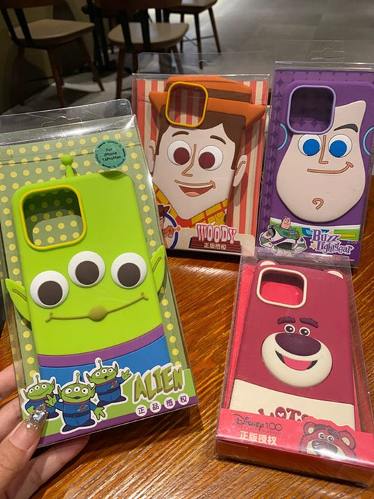 Cute Cartoon Toy Story Silicone Phone Case | Woody Buzz Lightyear Strawberry Bear Alien - iPhone Case iPhone 12 13 14 15 Pro Promax KawaiiGiftLand