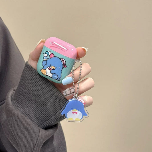 Japanese Cartoon Tuxedosam with Ice Cream Pink Mint with Keychain - AirPods AirPodsPro AirPods3 AirPods4 Case KawaiiGiftLand
