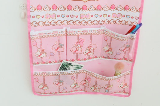 Sanrio Merry Go Round Wall Hanging Storage Caddy Big Bag | Hello Kitty My Melody Kuromi Little Twin Stars Cinnamoroll Sanrio Friends - Bedroom Girl Gift