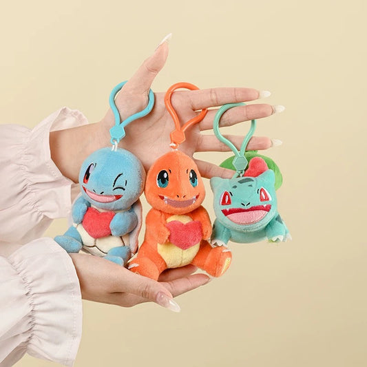 Japan Cartoon Pokemon with Heart Version Dream Start Keychain | Pikachu Bulbasaur Charmander Squirtle Clefairy Jigglypuff Psyduck Slowpoke Gengar Mew Togepi Plusle Minun Rowlet Mimikyu Sprigatito - Mascot Plush Doll Kawaii Decoration KawaiiGiftLand