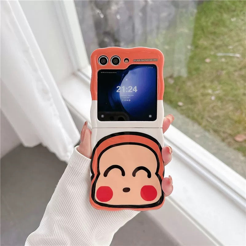 Cute Carton with Phone Handle | Hello Kitty Kuromi Keroppi Bad Badtz Maru AhirunoPekkle Monkichi - Phone Case Samsung Galaxy Z Flip 3 4 5 6 KawaiiGiftLand