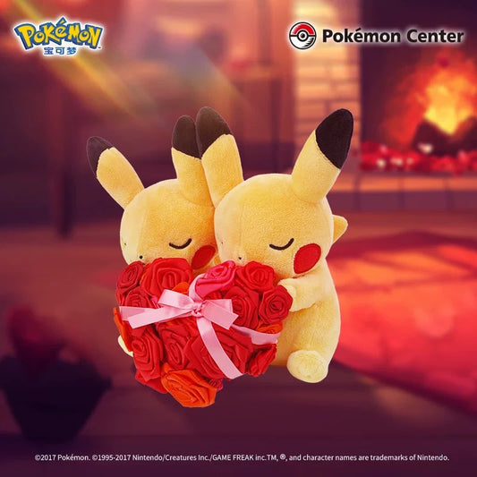 Japan Cartoon Pokemon Center Valentine Version | Flower Heart Pikachu - Mascot Plush Doll Kawaii Decoration