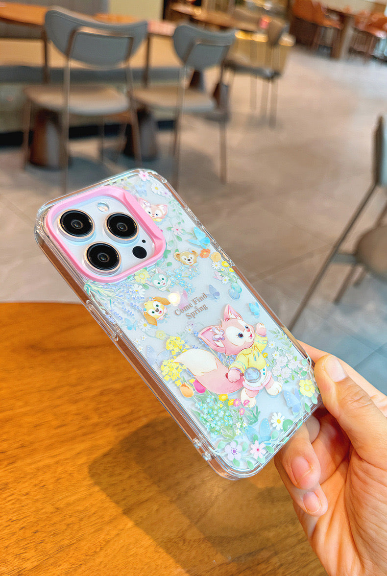 Cartoon Design Cute Teddy Bear LinaBell Sping Garden - iPhone Case 13 14 15 16 Pro Promax KawaiiGiftLand