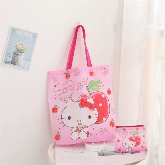 Japanese Cartoon Sweet Style Fold Up Tote Bag | Hello Kitty My Melody Kuromi Little Twin Stars Cinnamoroll Pochacco - Kawaii Little Bag KawaiiGiftLand