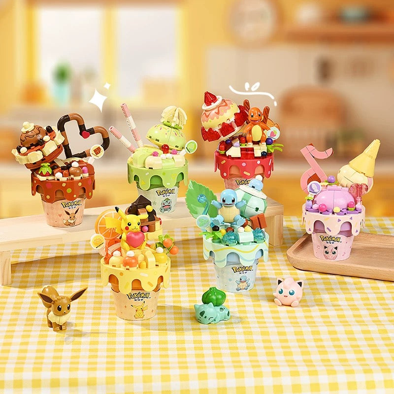 Pokemon Dessert Ice Cream Cone | Pikachu Charmander Squartle Bulbasaur Jigglypuff Eevee - Building Blocks Toy Collections KawaiiGiftLand