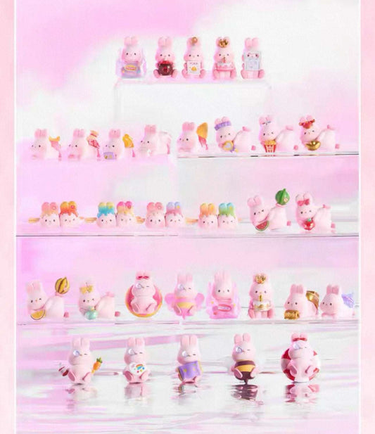 Momo with Bunny Kawaii Lovely Characters | 1 Bag 4pcs Mini Momo Bunny Fun Daily -Toy Collection Mystery Blind Bag