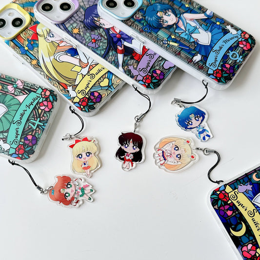 Japanese Cartoon Sailor Moon iPhone Strap | Laser Glass Window - iPhone Case 6 7 8 PLUS SE2 XS XR X 11 12 13 14 15 Pro Promax 12mini 13mini