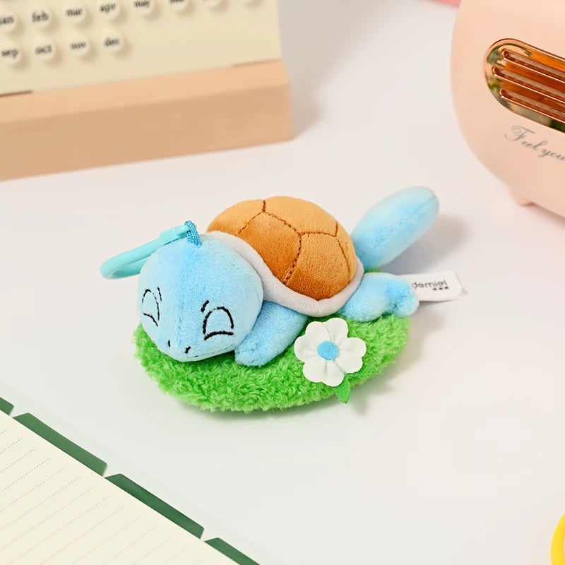 Japan Cartoon Pokemon with Laying & Sleeping on Grass Keychain Part 2 | Pikachu Charmander Bulbasaur Jigglypuff Squirtle - Mascot Plush Doll Kawaii Decoration KawaiiGiftLand