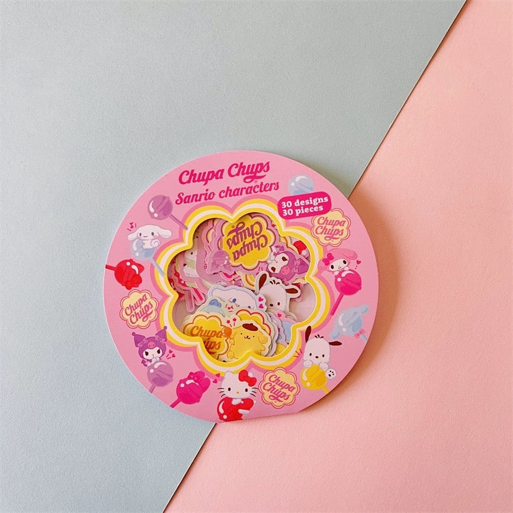 Japan Sanrio Yummy Food Stickers Set | Snacks Packing Dinosaur Lolipop - Set of 45pcs 30pcs KawaiiGiftLand