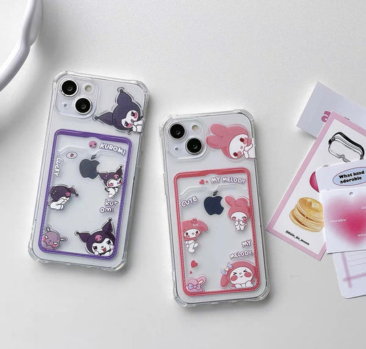 Japanese Cartoon Lovely Photo Holder | Melody Kuromi - iPhone Case PLUS X 11 12 13 14 15 16 Pro Promax KawaiiGiftLand