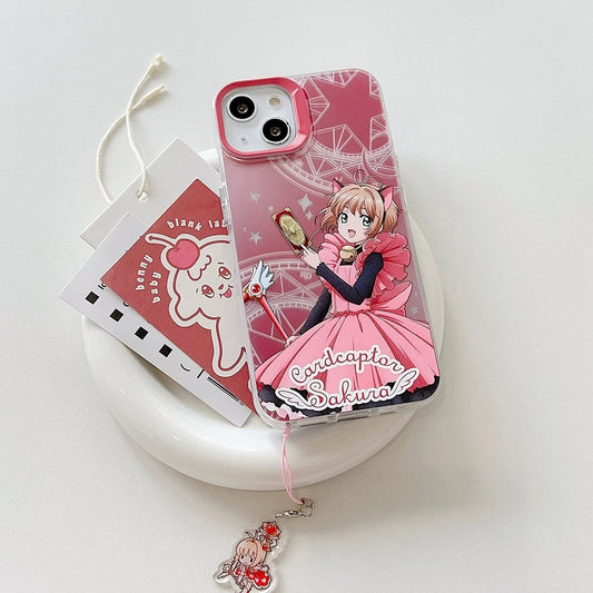 CardCaptorSakura Colourful Laser Case | Sakura & Syaoran Li - iPhone Case 7 8 PLUS SE2 XS XR X 11 12 13 14 15 16 Pro Promax 12mini 13mini KawaiiGiftLand