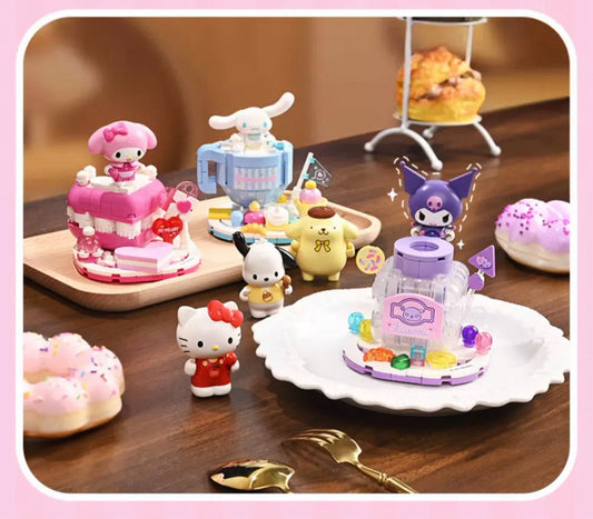 Sanrio Yummy Food Party | Hello Kitty My Melody Kuromi Cinnamoroll Pompompurin Pochacco - Building Blocks Toy Collections