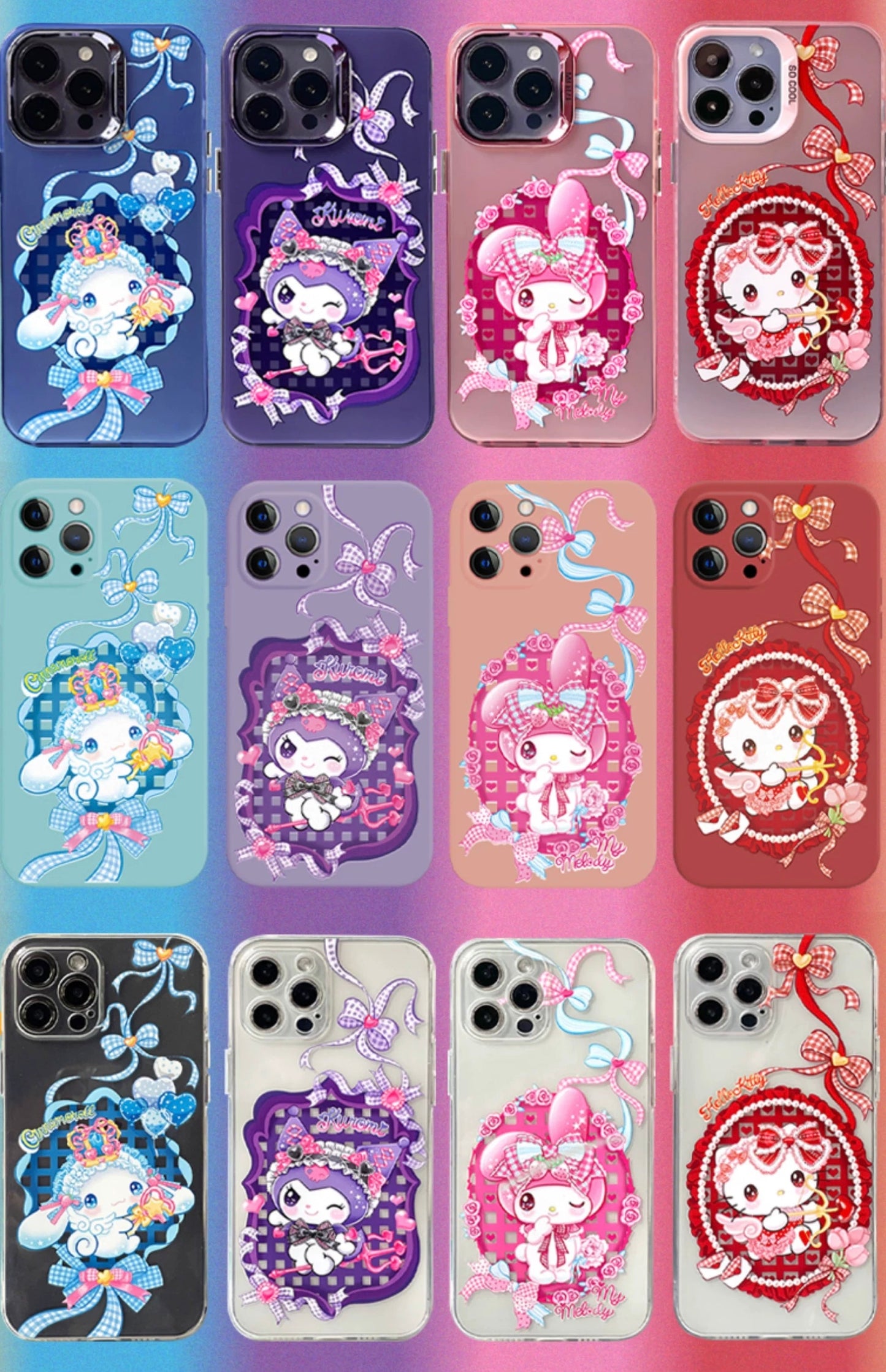 Japanese Cartoon Sanrio Sweet Angel | Cinnamoroll Laser Colour Clear - iPhone Case 11 12 13 14 15 16 Pro Promax KawaiiGiftLand