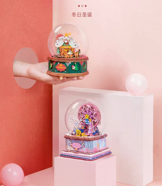 Craft Kits Wooden Music Box | Merry Christmas & Christmas Pink Deer - DIY Handmade Mini World Miniature Gift KawaiiGiftLand