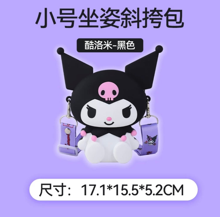 Japan Sanrio Silicone 3D Sit Pose Shoulder Bag | My Melody Kuromi - Kawaii Bag Birthday Girlfriend Children Gift KawaiiGiftLand