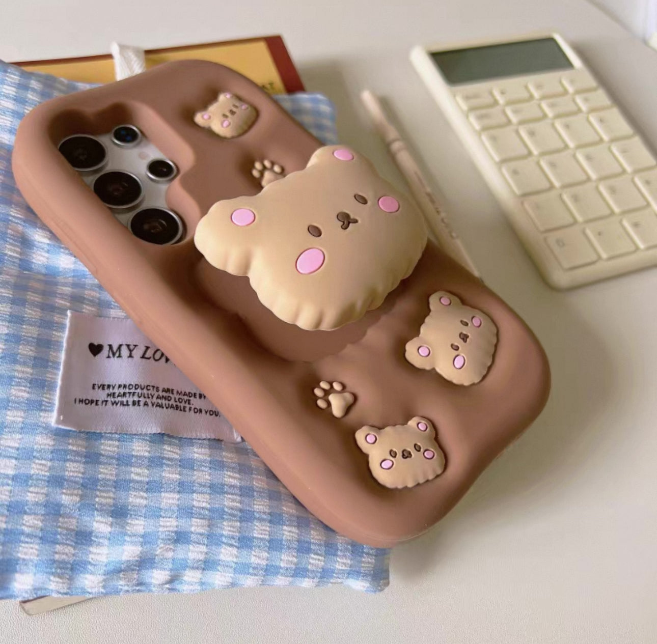 Cute Animal Silicone Phone Case | Lovely Bear & Pig Piggy with Phone Stand - Phone Case Samsung Galaxy S25 S24 S23 S22 Ultra KawaiiGiftLand