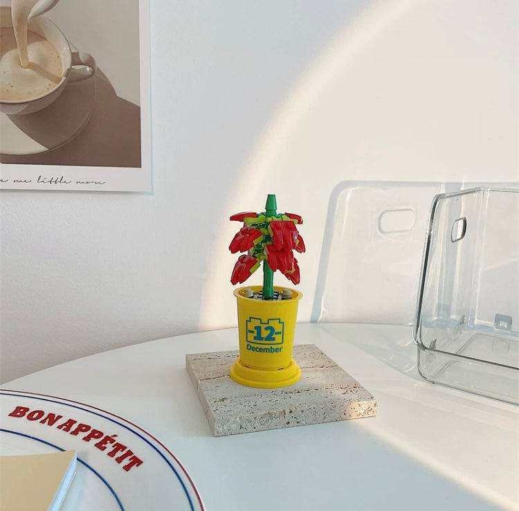 Mini Block Building Potted Plant | Birthday Months - Tiny Particle Assembly DIY Handmade Gift KawaiiGiftLand