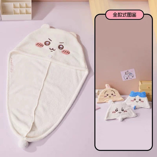 ChiiKawa x Miniso | ChiiKawa Hachiware Usagi Cute Dry Hair Cap Towel - Kawaii items Cute Hair Accessories KawaiiGiftLand