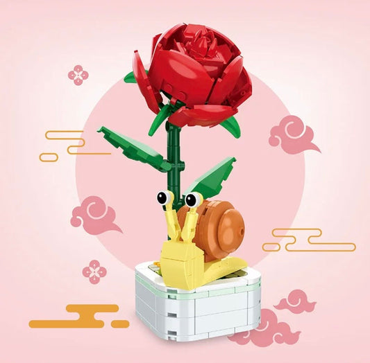 Mini Block Building Insect with Flowers Plant | Bee Butterfly - Tiny Particle Assembly DIY Handmade Children Gift KawaiiGiftLand