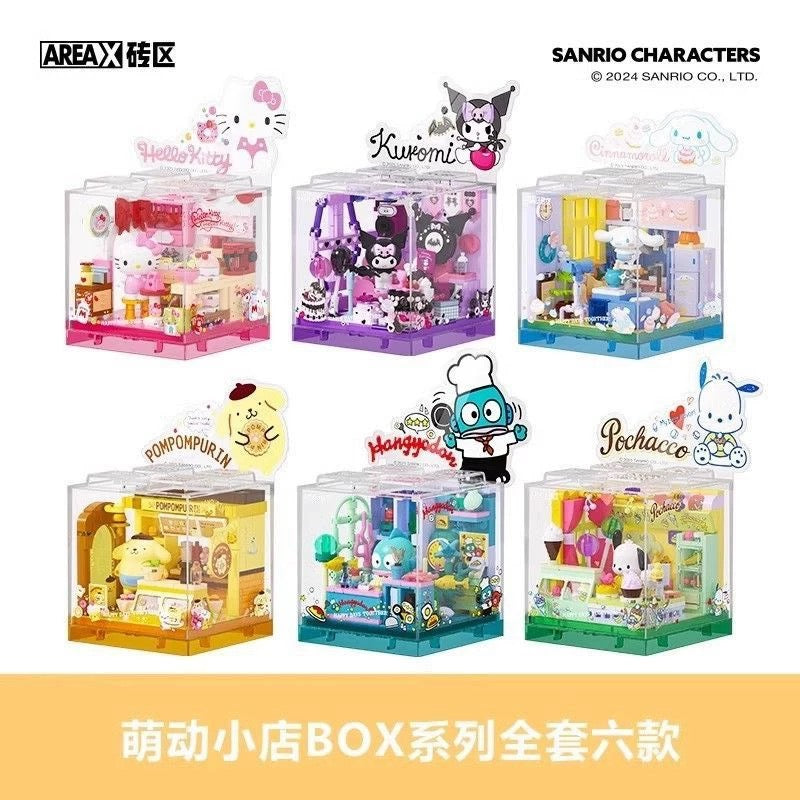 Sanrio Characters Cube Shop | Hello Kitty Kuromi Cinnamoroll Pompompurin Pochacco Hangyodon - Building Blocks Toy Collections KawaiiGiftLand