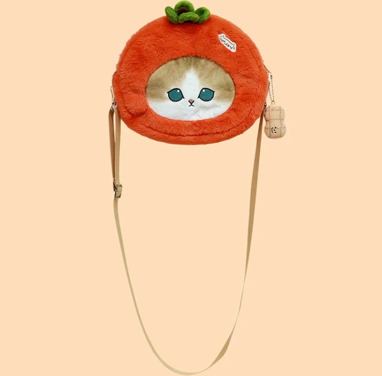 Japan Artist Mofusand Cat Neko Plush Shoulder Bag | Apple Persimmon - Mascot Plush Doll KawaiiGiftLand