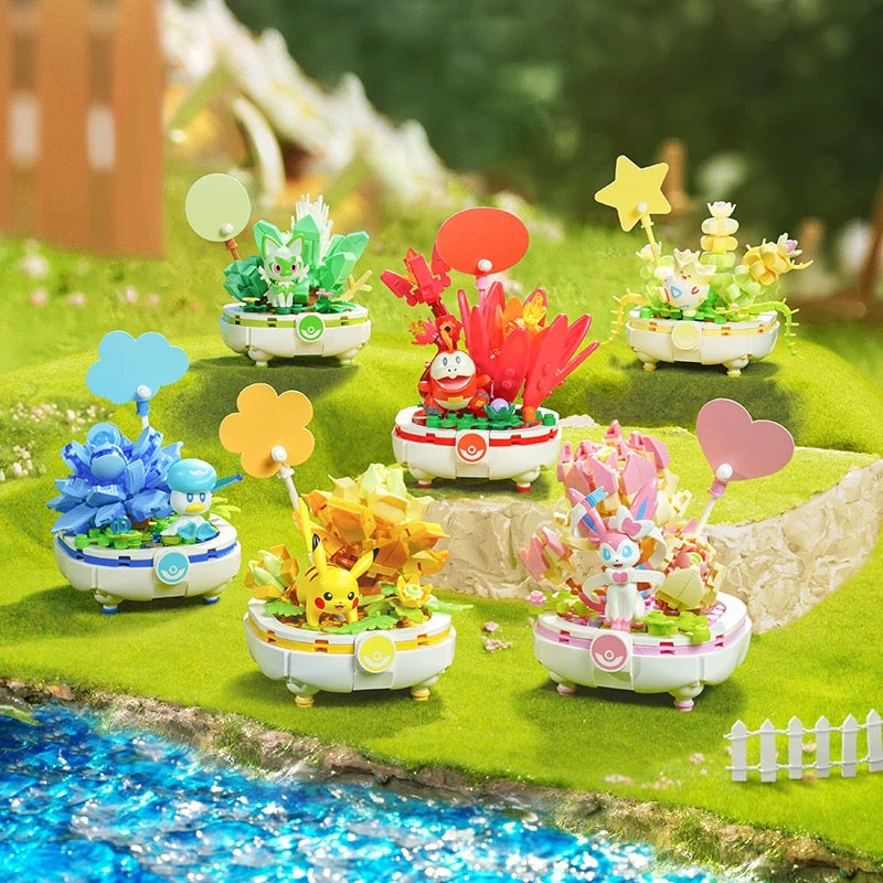 Pokemon Flowerpot Potted Plant Part 2 | Pikachu Togepi Sylveon Sprigatito Fuecoco Quaxly - Building Blocks Toy Collections