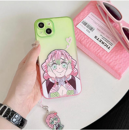 Japanese Anime Kimetsu no Yaiba Demon Slayer| Kanroji Mitsuri Love Hashira - iPhone Case 7 8 PLUS SE2 XS XR X 11 12 13 14 Pro Promax 12mini 13mini KawaiiGiftLand