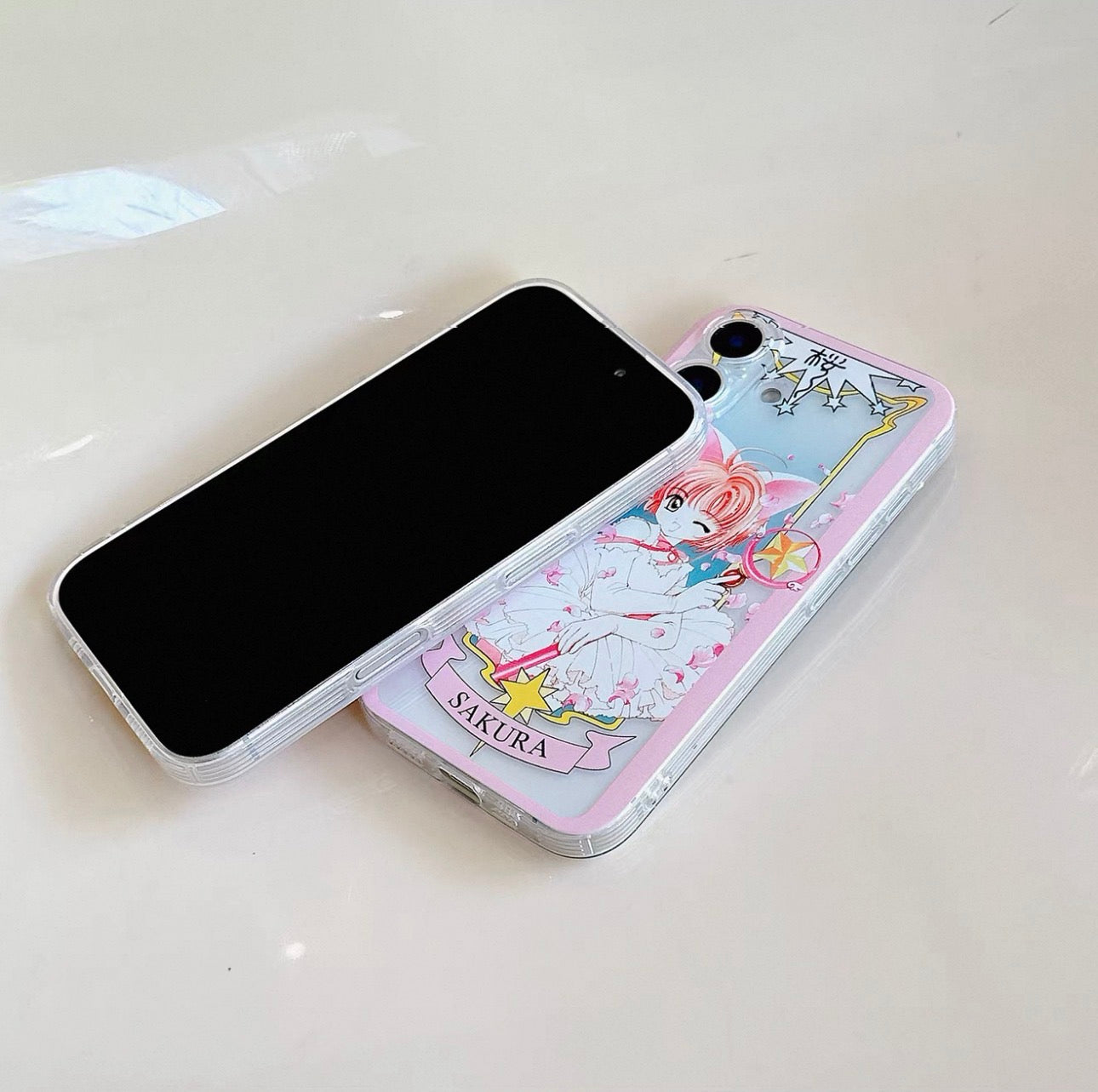 Cardcaptor Sakura Card Version Part 5 | Black & White Cat Sakura - Phone Case Samsung Galaxy Z Flip Fold 3 4 5 6 7