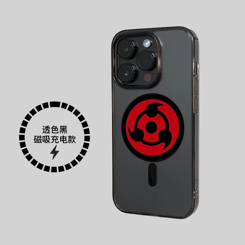 Japanese Anime Naruto Ninja | Clean Black Magnetic Case Sharingan - iPhone Case 12 13 14 15 16 Pro Promax