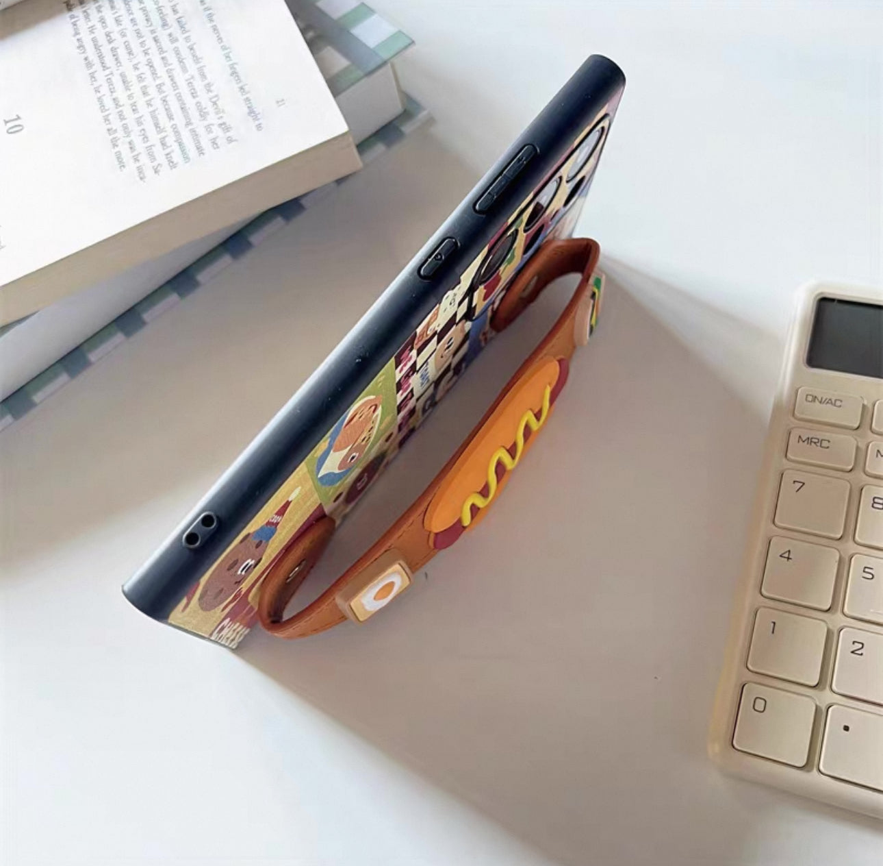 Japan Style | Cute Cheese Hamburger with Phone Bar Handle and Stand - Phone Case Samsung Galaxy S25 S24 S23 S22 S21 Plus Ultra KawaiiGiftLand