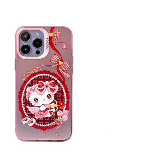 Japanese Cartoon Sanrio Sweet Angel | Hello Kitty Laser Colour Clear - iPhone Case 11 12 13 14 15 16 Pro Promax KawaiiGiftLand