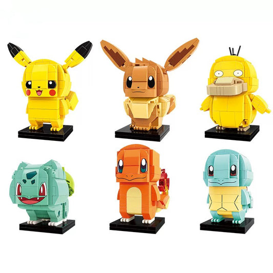 Pokemon Character Build Blocks | Pikachu Charmander Squartle Bulbasaur Eevee Psyduck - Building Blocks Toy Collections