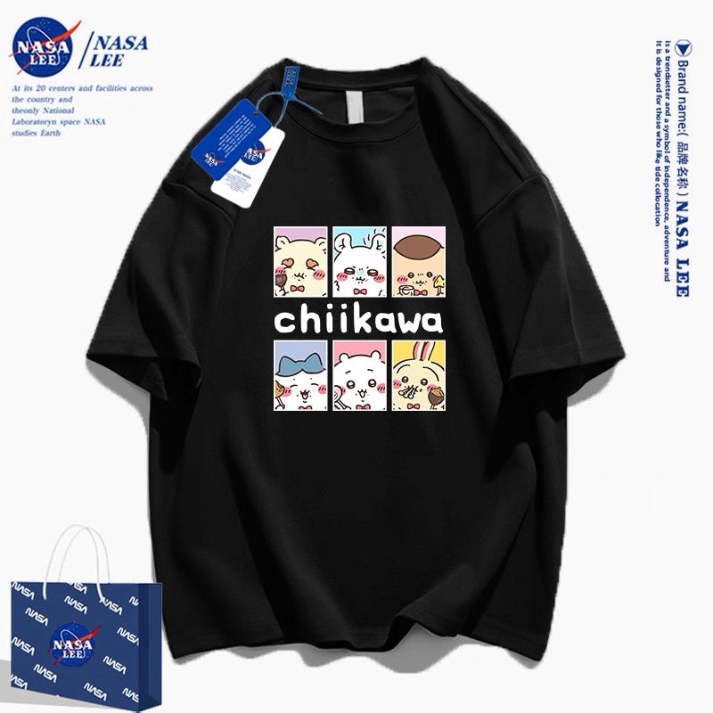Japanese Cartoon ChiiKawa Casual Style T-Shirt Series | Eating Chiikawa Hachiware Usagi Momonga Kurimanju Shisa - Kawaii Fashion Items