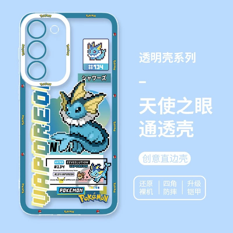 Japan Cartoon Pokemon Game Pixel Evolution Evolve Version | Eevee Vaporeon Jolteon Flareon Espeon Umbreon Leafeon Glaceon Sylveon - Phone Case Samsung Galaxy S26 S25 S24 S23 S22 S21 FE Ultra Edge
