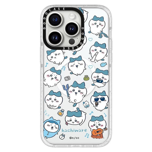 Japanese Cartoon ChiiKawa Clear with Transparent Frame Phone Case | Pajamas Song & Full Screen Fun Emo ChiiKawa Hachiware Usagi - iPhone Case 12 13 14 15 16 17 Pro Promax