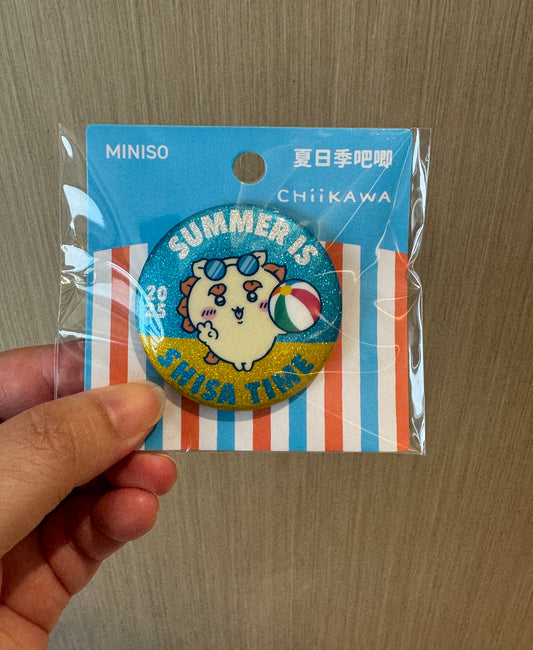 ChiiKawa X Miniso Hot Summer Series | ChiiKawa Hachiware Usagi Momonga Kurimanju Rakko Shisa Summer Time Badge - Kawaii Items Room Decoration