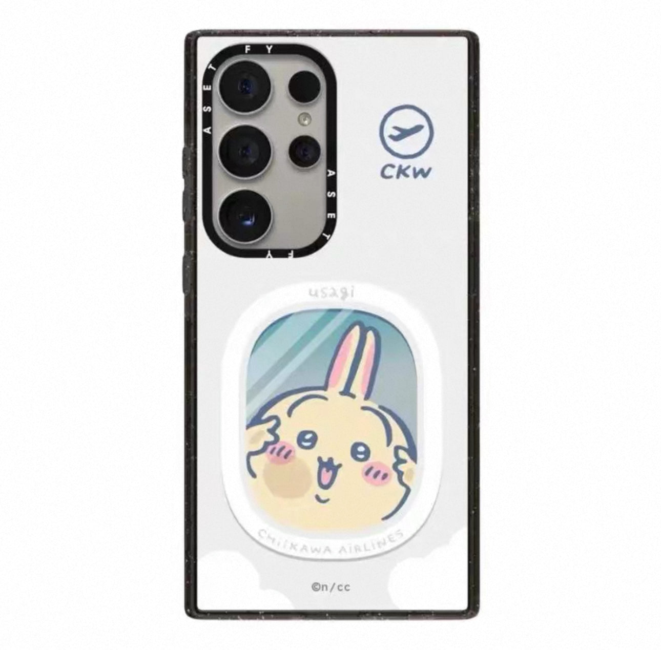 Japanese Cartoon ChiiKawa Acrylic Phone Case | ChiiKawa Hachiware Usagi Aeroplane Window Get On Plane Travel - Phone Case Samsung Galaxy S25 S24 S23 S22 Ultra KawaiiGiftLand