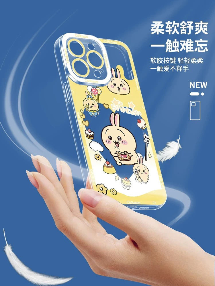 Japanese Cartoon Chiikawa with Stars Outing Version | Chiikawa Hachiware Usagi Momonga - iPhone Case PLUS SE2 XS XR X 11 12 13 14 15 16 16e 17 17e Pro Promax 12mini 13mini