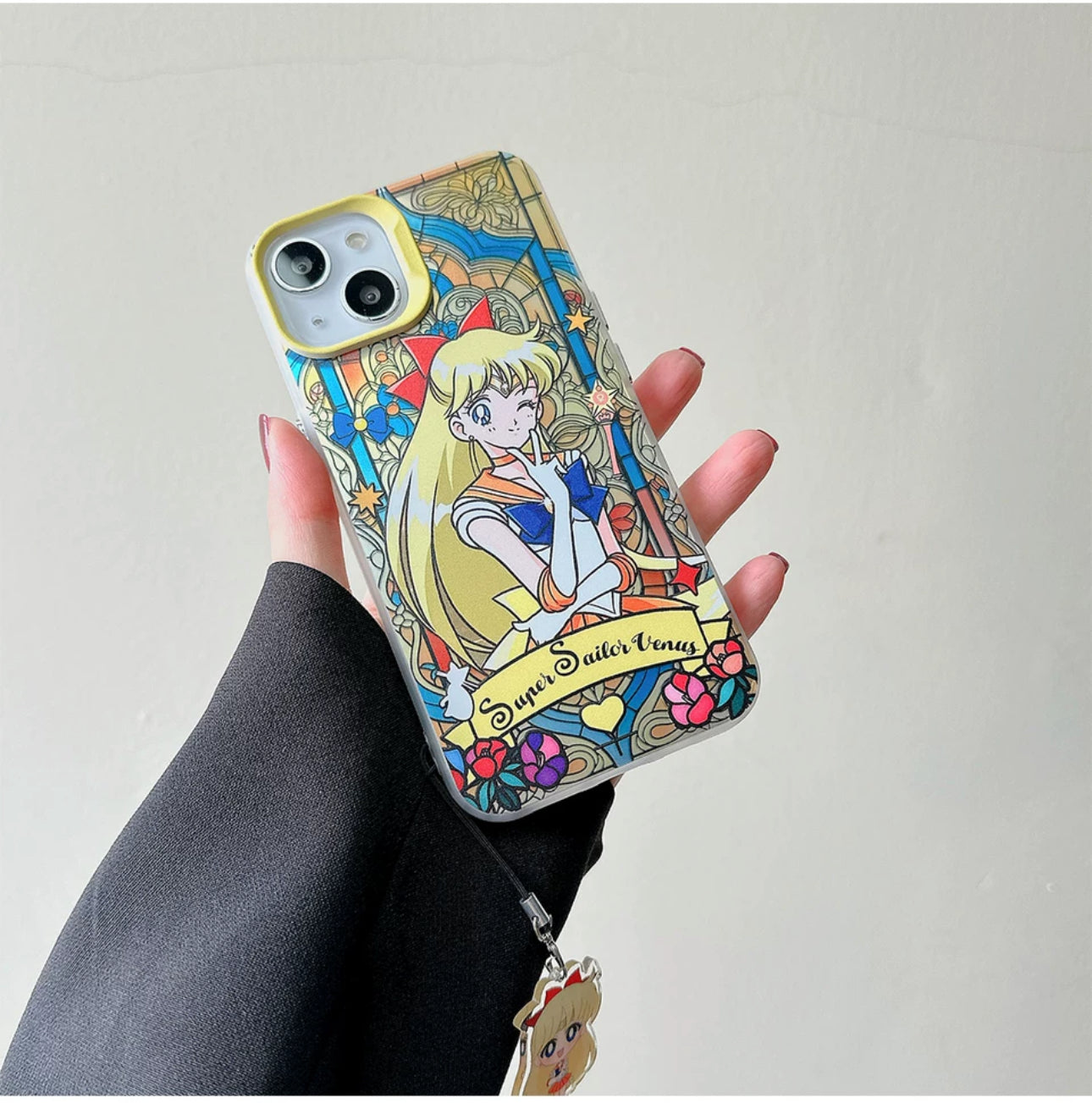 Japanese Cartoon Sailor Moon Phone Case with Strap | Laser Glass Window - iPhone Case PLUS SE2 XS XR X 11 12 13 14 15 16 Pro Promax 12mini 13mini KawaiiGiftLand