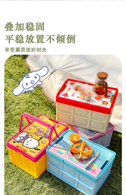 Japanese Cartoon Sanrio with Friends Camping Storage Basket | Hello Kitty My Melody Kuromi Cinnamoroll Pochacco - Car Bedroom