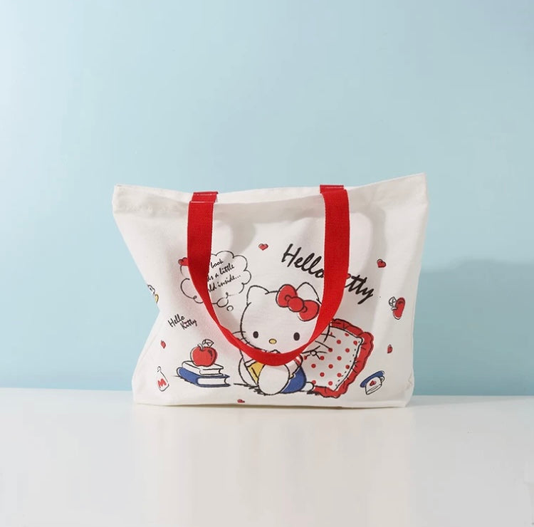 Sanrio 2023 Series Tote Bag | Hello Kitty My Melody Kuromi Cinnamoroll Pochacco Hangyodon - with Zipper KawaiiGiftLand