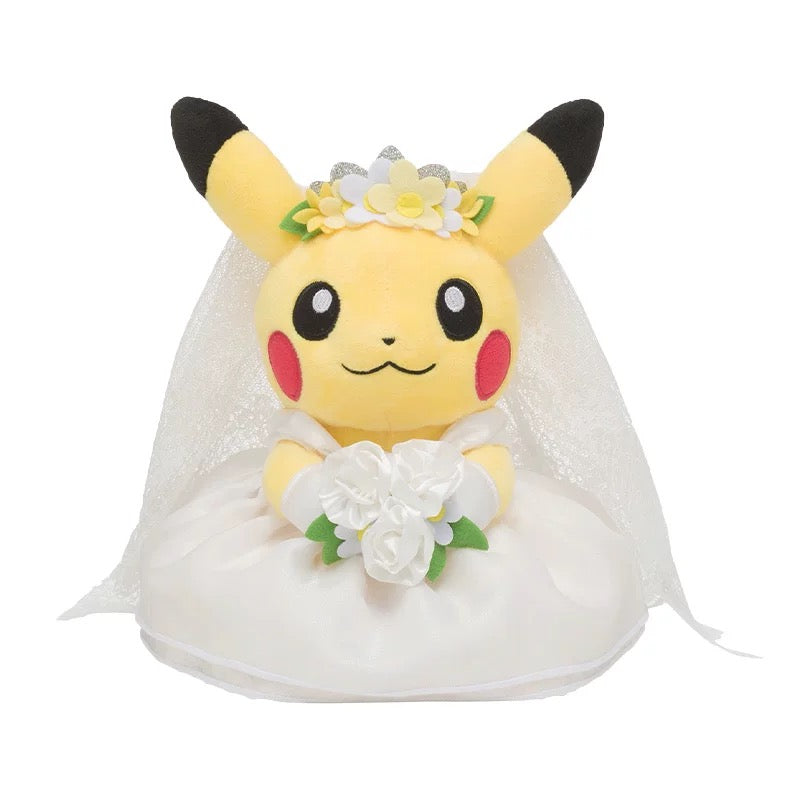 Japan Cartoon Pokemon Center Garden Wedding Version | Male Pikachu & Female Pikachu - Mascot Plush Doll Kawaii Decoration Wedding Gift KawaiiGiftLand