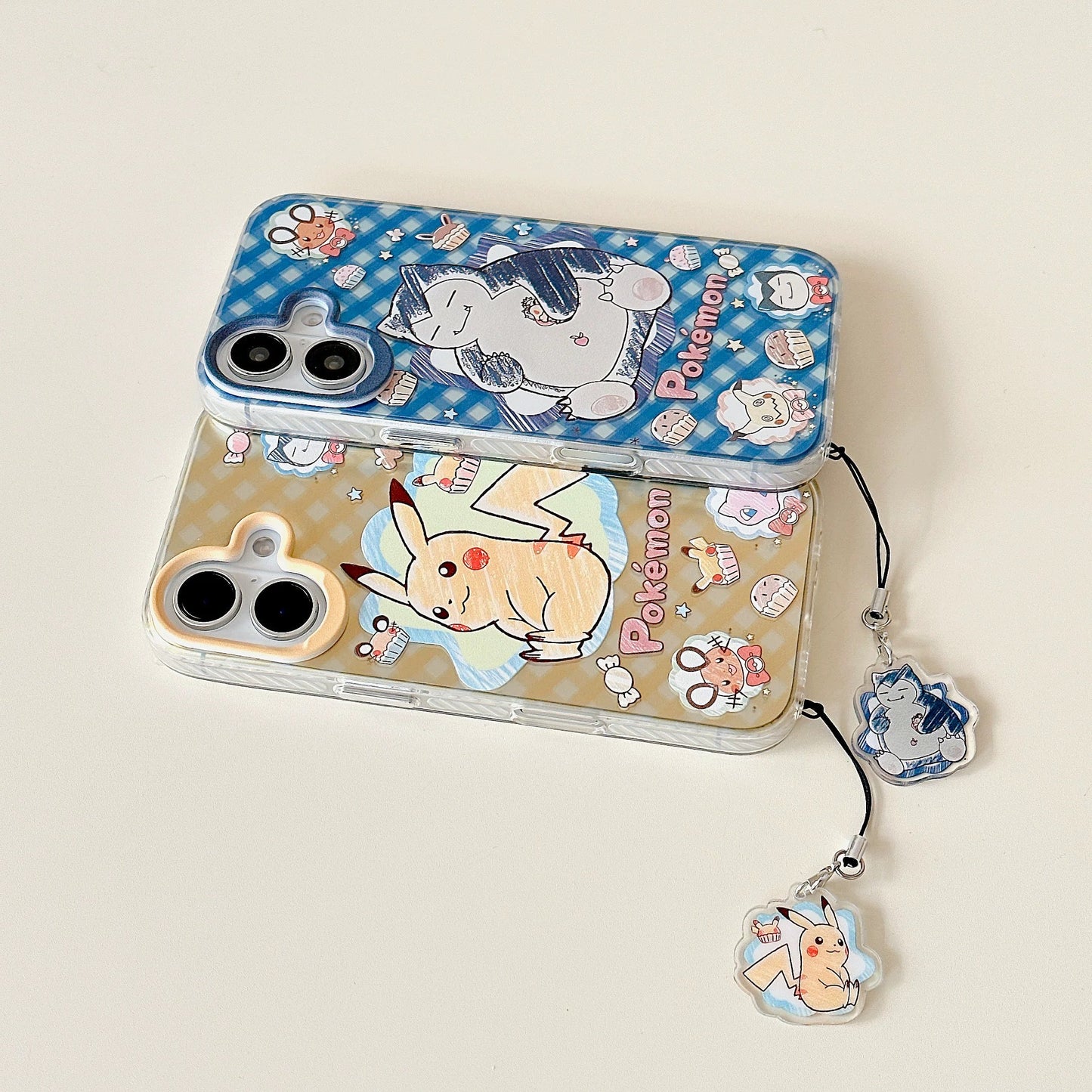 Japanese Cartoon Pokemon Hand Drawing Version | Pikachu Snoriax - iPhone Case 6 7 8 PLUS SE2 XS XR X 11 12 13 14 15 16 Pro Promax 12mini 13mini KawaiiGiftLand