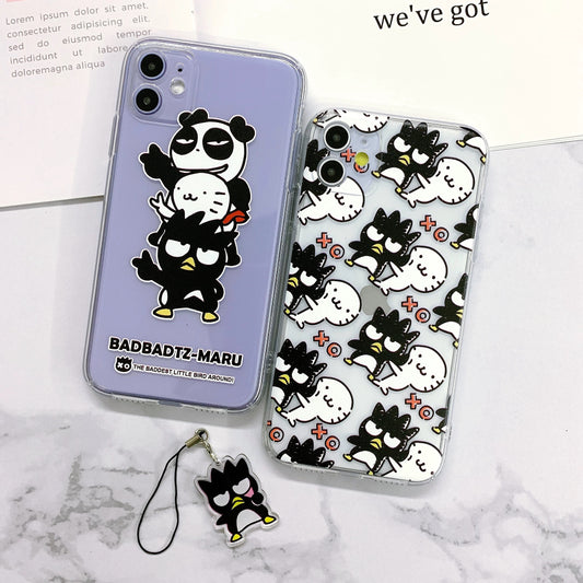 Japanese Cartoon iPhone Case with Strap | Bad Badtz Maru with friends yeah Full Screen - iPhone CasePhone Case 7 8 PLUS SE2 XS XR X 11 12 13 14 15 16 Pro Promax 12mini 13mini
