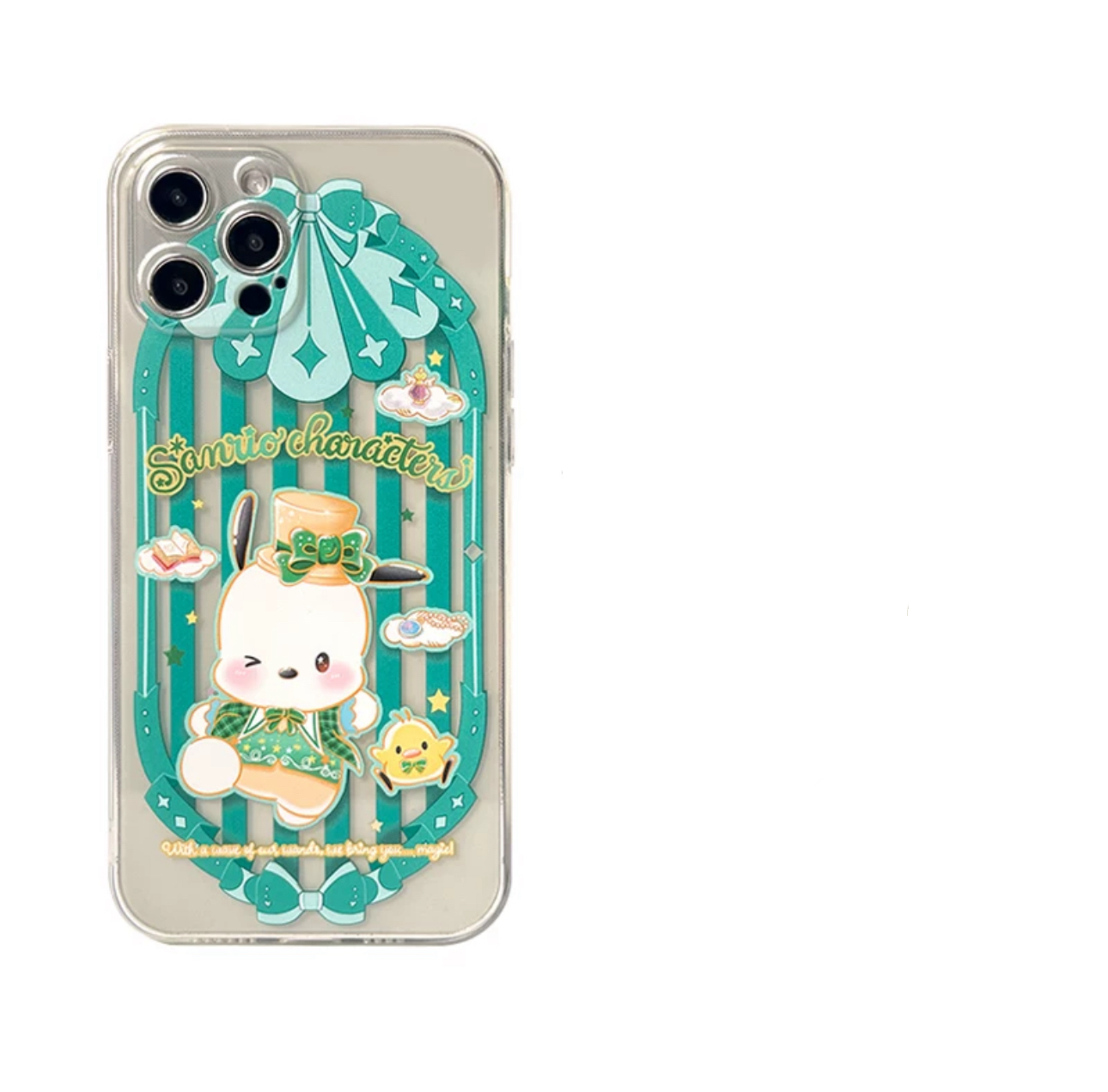Japanese Cartoon Sanrio Magic School | Pochacco Wizard Laser Colour Clear - iPhone Case 11 12 13 14 15 16 Pro Promax KawaiiGiftLand