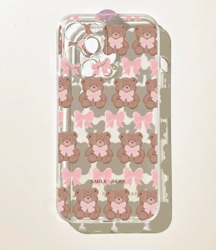 Teddy Bear with Ribbon iPhone case Kawaii Lovely Cute Lolita iPhone 6 7 8 PLUS SE2 XS XR X 11 12 13 14 15 16 Pro Promax 12mini 13mini KawaiiGiftLand