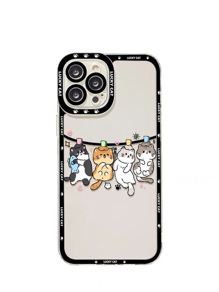Lovely Cats Hanging iPhone Case 6 7 8 PLUS SE2 XS XR X 11 12 13 14 15 Pro Promax 12mini 13min KawaiiGiftLand