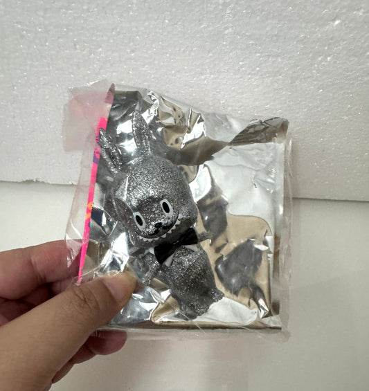 How2work The Little Monster Mini Figure Collection Series 2 | No.11 Labubu Silvermoon Silver with Bowtie - Retired Rare Toy Collection Mystery Blind Box