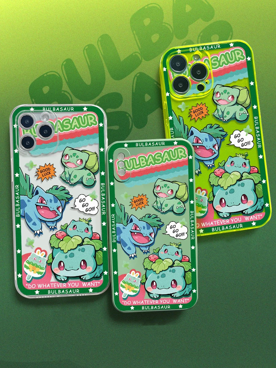 Japanese Cartoon Pokemon | Fluorescent Clear Case Evolution Gengar Jigglypuff Pikachu Squirtle Bulbasaur Charmander - iPhone Case 11 12 13 14 Pro Promax KawaiiGiftLand