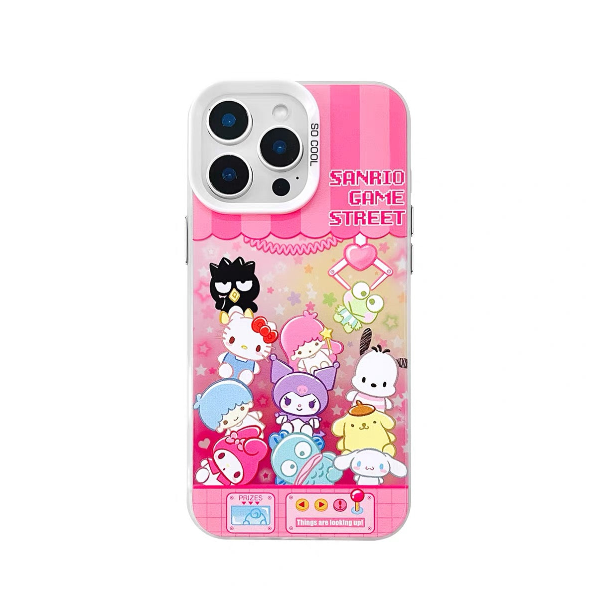 Japanese Cartoon Sanrio Game Street Laser Case | Clip Doll Machine - iPhone Case 11 12 13 14 15 16 16e 17 17e Pro Promax